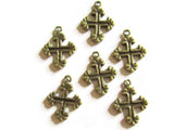 20mm Cross Antique Bronze Zinc Alloy Fleur De Lis Cross Pendant Christian Charm Religious Charm Easter Charm Good Friday Charm Smileyboy