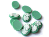18x13mm Green Cameo Cabochons Victorian Womans Face Cameo Art Nouveau Cameo Flat Back Cabochons Jewelry Making Beading Supplies Smileyboy