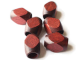 25mm Reddish Brown Large Hole Wood Beads Vintage Macrame Beads Wooden Beads Rectangle Beads Cube Beads Faceted Beads Jewelry Making