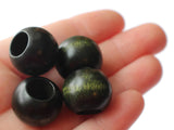 20mm Dark Green Wooden Beads Large Hole Beads Wood Macrame Beads Round Beads Jewelry Making Beading Supplies Lightweight Wood Beads
