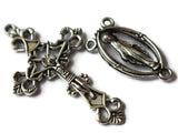 Rosary Crucifix and Centerpiece Catholic Pendant and Link Set Beading Supplies Cross Rosary Making Antique Silver Alloy