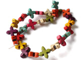 15mm Howlite Cross Beads Gemstone Beads Dyed Beads Mixed Color Beads Multicolor Beads Jewelry Making Beading Supplies Howlite Stone Beads