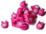 20 Bright Pink Rabbit Beads Bunny Heads Miniature Animal Beads Polymer Clay Beads Jewelry Making Cute Beads Kawaii Beads Beading Supplies