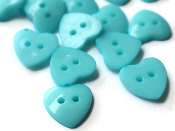 14mm Turquoise Heart Buttons Plastic Buttons Acrylic Buttons Love Buttons Jewelry Making Beading Supply Sewing Supplies Two Hole Buttons