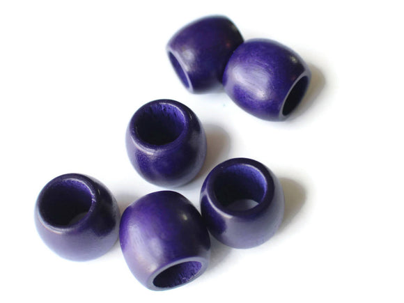 17mm Wooden Barrel Beads Large Hole Beads Purple Vintage Wood Beads Chunky Beads Macrame Beads Loose Beads Smileyboy Beading Supplies