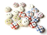 13mm Two Hole Buttons Assorted Color Tartan Plaid Buttons Round Buttons Wooden Button Mixed Color Buttons Multicolor Buttons White Button
