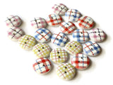 13mm Two Hole Buttons Assorted Color Tartan Plaid Buttons Round Buttons Wooden Button Mixed Color Buttons Multicolor Buttons White Button