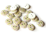 13mm Yellow Buttons Tartan Plaid Buttons Two Hole Buttons Round Buttons Wooden Buttons jewelry Making Sewing Supplies White Buttons