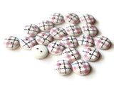 13mm Two Hole Buttons Pink Buttons Tartan Plaid Button Round Buttons Wooden Buttons White Buttons Jewelry Making Sewing Supplies
