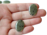 25mm x 17mm Green Oval Moss Agate Vintage Japanese Lucite Cabochons