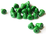 Green Wooden Bell Beads 11mm Wood End Beads Vintage Macrame Beads Jewelry Making Beading Supplies Loose Bell Shaped Beads Smileyboy