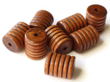 20mm Vintage Wooden Tube Beads Striped Wood Beads Brown Grooved Beads Macrame Supplies Jewelry Making Beading Supplies Lined Barrel Bead