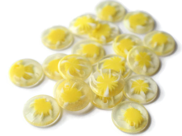 15mm Yellow Flat Round Pendants Resin Charms Yellow Firework Charms Small Charms Clear Charms Craft Supplies Jewelry Making Smileyboy