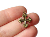 20mm Cross Antique Bronze Zinc Alloy Fleur De Lis Cross Pendant Christian Charm Religious Charm Easter Charm Good Friday Charm Smileyboy