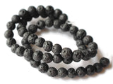 6mm 8mm or 10mm Full Strand Black Lava Stone Beads