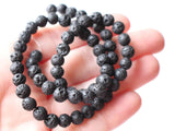 6mm 8mm or 10mm Full Strand Black Lava Stone Beads