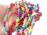 39 15mm Howlite Starfish Beads Gemstone Beads Dyed Beads Mixed Color Beads Multicolor Beads Jewelry Making Beading Supplies Stone Beads