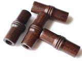 4 Tube Beads 40mm x 16mm Dark Brown Vintage Wood Beads Wooden Beads Large Hole Beads Chunky Beads Macrame Beads New Old Stock Smileyboy