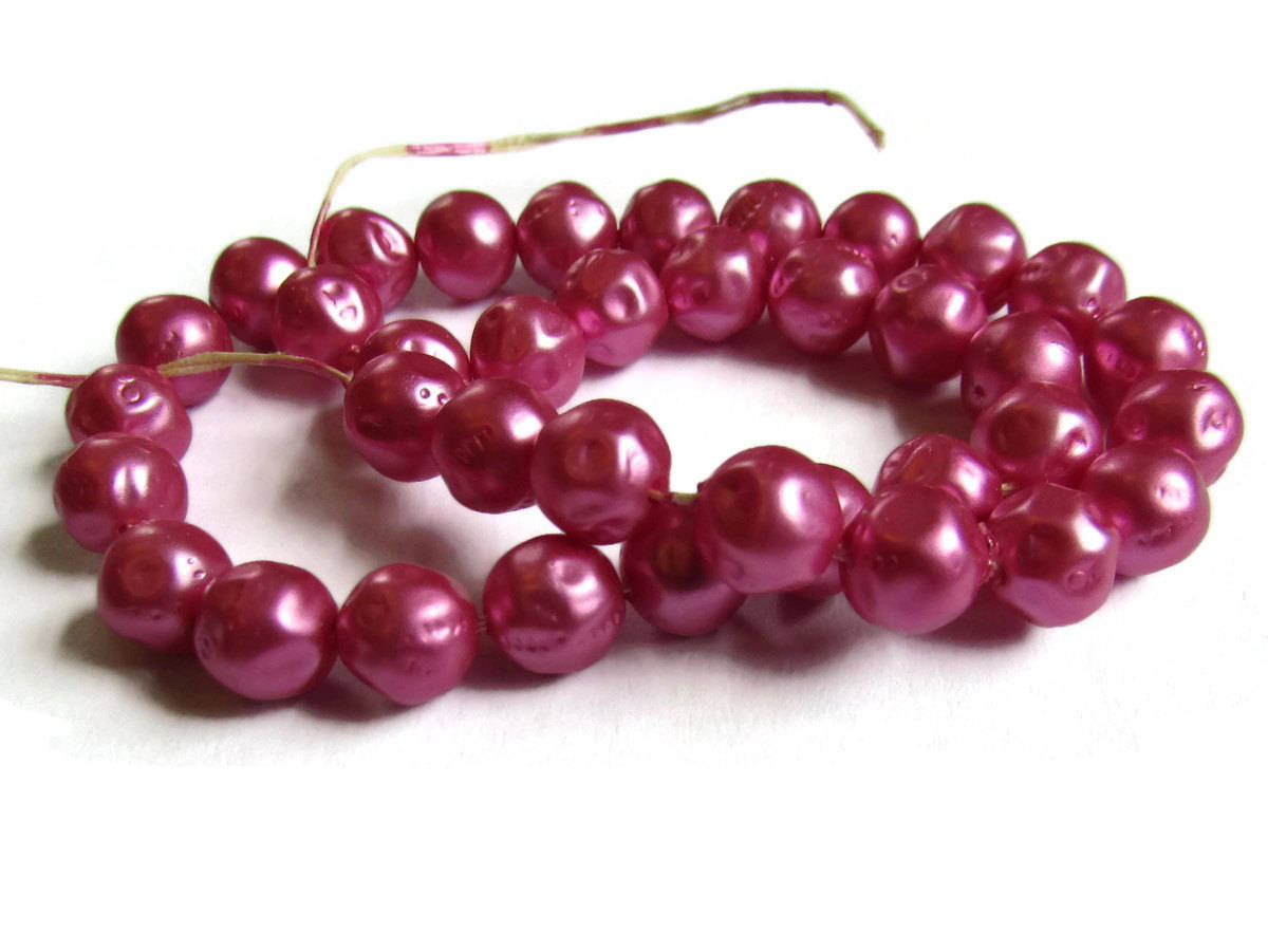 7mm Round Pink Vintage Plastic Pearl Beads Baroque Faux Pearls