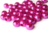 12mm Large Hole Pearls Hot Pink Pearl Beads European Beads Plastic Pearl Beads Round Pearl Beads Plastic Beads Magenta Acrylic Beads