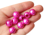 12mm Large Hole Pearls Hot Pink Pearl Beads European Beads Plastic Pearl Beads Round Pearl Beads Plastic Beads Magenta Acrylic Beads