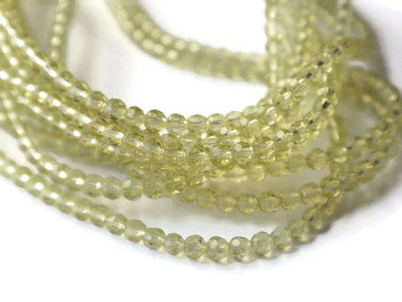 4mm Round Beads Faceted Round Beads Butter Yellow Glass Beads Full Strand Jewelry Making Beading Supplies