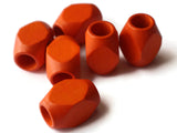 6 25mm x 16mm Orange Large Hole Wood Beads Vintage Macrame Beads Wooden Beads Rectangle Beads Cube Beads Faceted Beads Jewelry Making