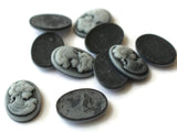 18x13mm Black Cameo Cabochons Resin Victorian Cameo Womans Face Cameo Cabs 18mm x 13mm Flat Back Cameos