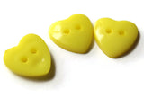 14mm Yellow Heart Buttons Plastic Buttons Acrylic Buttons Love Buttons Jewelry Making Beading Supply Sewing Supplies Two Hole Buttons