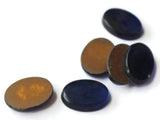 6 14mm x 10mm Vintage Cobalt Blue Glass Oval Foil Back Cabochons