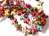 15mm Howlite Cross Beads Gemstone Beads Dyed Beads Mixed Color Beads Multicolor Beads Jewelry Making Beading Supplies Howlite Stone Beads