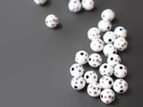 8mm White Round Resin Beads with Black Stars Black and White Star Beads Celestial Beads Acrylic Plastic Beads Jewelry Making Loose Beads