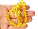 Yellow Crackle Glass Beads 8mm Round Beads Jewelry Making Beading Supplies Full Strand Loose Beads Cracked Glass Beads Smooth Round Beads