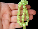 Yellow Green Crackle Glass Beads 8mm Round Beads Jewelry Making Beading Supplies Full Strand Loose Beads Cracked Glass Beads Smooth Round