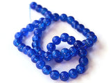 Royal Blue Crackle Glass Beads 8mm Round Beads Jewelry Making Beading Supplies Full Strand Loose Beads Cracked Glass Beads Smooth Round Bead