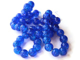 Royal Blue Crackle Glass Beads 8mm Round Beads Jewelry Making Beading Supplies Full Strand Loose Beads Cracked Glass Beads Smooth Round Bead