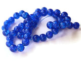 Royal Blue Crackle Glass Beads 8mm Round Beads Jewelry Making Beading Supplies Full Strand Loose Beads Cracked Glass Beads Smooth Round Bead