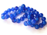 Royal Blue Crackle Glass Beads 8mm Round Beads Jewelry Making Beading Supplies Full Strand Loose Beads Cracked Glass Beads Smooth Round Bead