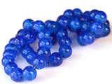 Royal Blue Crackle Glass Beads 8mm Round Beads Jewelry Making Beading Supplies Full Strand Loose Beads Cracked Glass Beads Smooth Round Bead