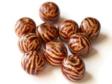 20mm Animal Striped Beads Brown Wood Beads Round Wooden Beads Jewelry Making Beading and Macrame Supplies Large Hole Lightweight Beads
