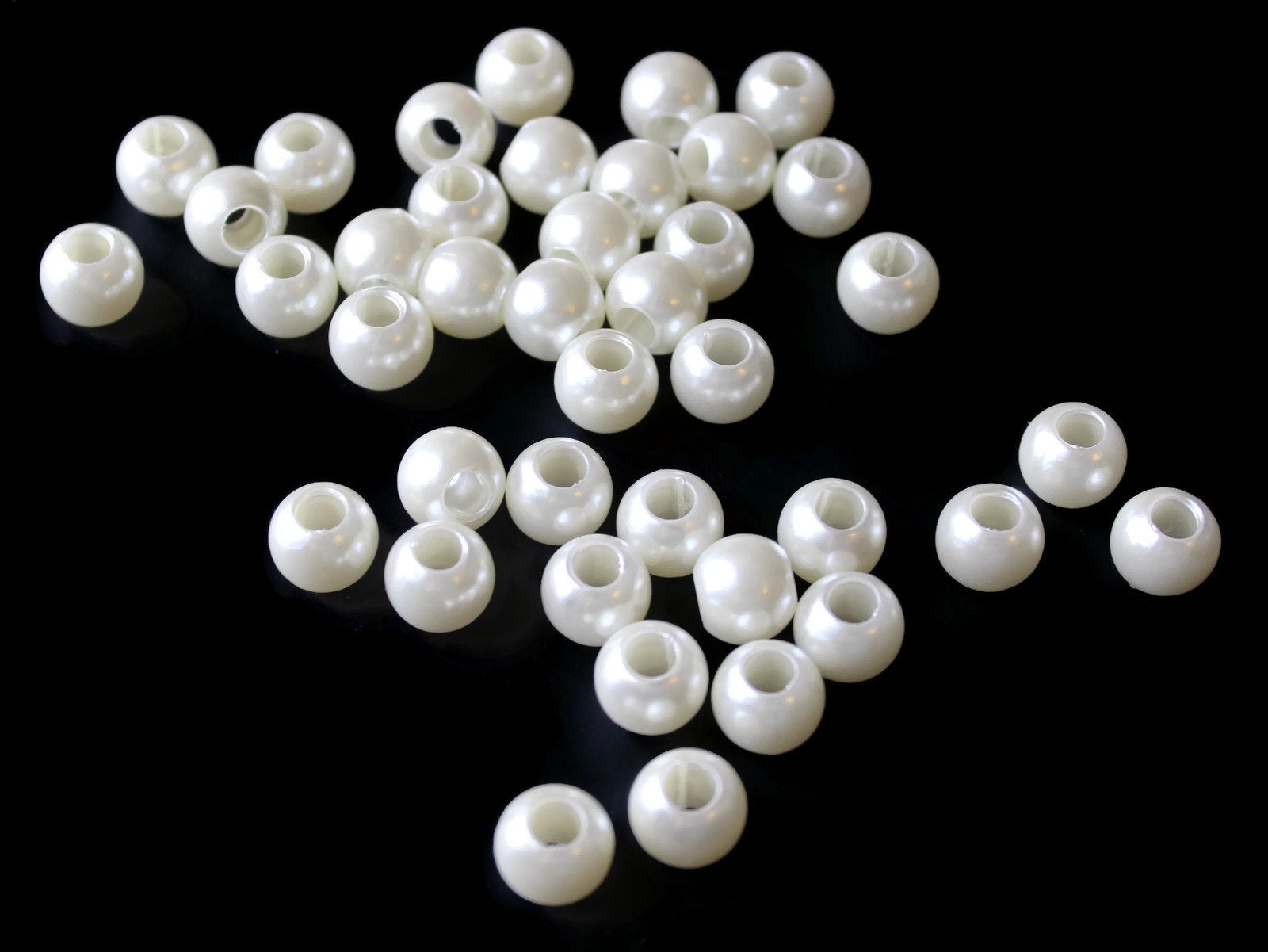 40 12mm Large Hole Pearls Round Ivory White Pearl Beads – Smileyboy Beads