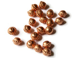 10mm Patterned Round Beads Vintage Red Copper Plated Plastic Bead Saucer Ring Beads Jewelry Making Beading Supplies Loose Ball Beads