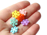 13mm Multi-Color Snowflake Beads Flat Mixed Color Snowflakes Plastic Beads Jewelry Making Beading Supplies Loose Rainbow Snow Beads