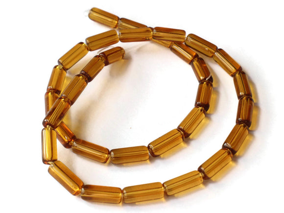 Amber Brown Glass Tube Beads Full Bead Strand 10mm Beads Jewelry Making Beading Supplies