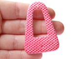 3 53x37mm Flat Triangle Charms Cut Out Triangle Printed Plastic Pendants Red, Brown, and Pink Lace Print Pendants Snake Skin Pendants
