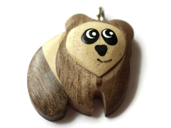 Wooden Panda Pendant Vintage Wood Panda Charm Jewelry Making Beading Supplies Lightweight Panda Bear Wildlife Animal Pendant Charm Smileyboy