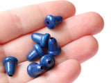 Blue Wooden Bell Beads 11mm Wood End Beads Vintage Macrame Beads Jewelry Making Beading Supplies Loose Bell Shaped Beads Smileyboy