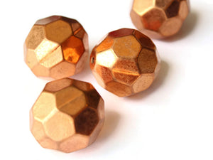 30mm Faceted Round Beads Vintage Red Copper Plated Plastic Bead Jewelry Making Beading Supplies Ball Beads Loose Beads Large Beads