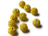 12mm Bright Yellow Rhinestone Beads Round Polymer Clay Sparkle Beads Shamballa Beads Pave Gumball Beads Jewelry Making and Beading Supplies