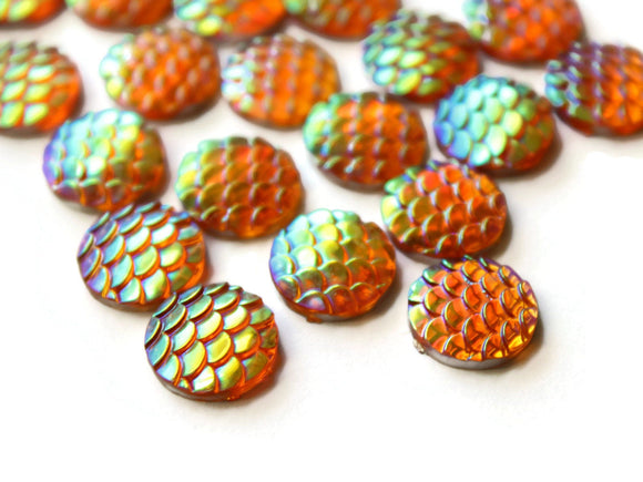 Golden Orange Mermaid Cabochons 12mm Round Cabochons Fish Scale Cabochons Scrapbooking Jewelry Making Supplies